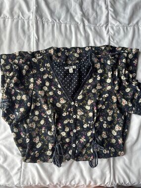 Sophie Max Navy Polka Dot Blouse with Cream Dots
